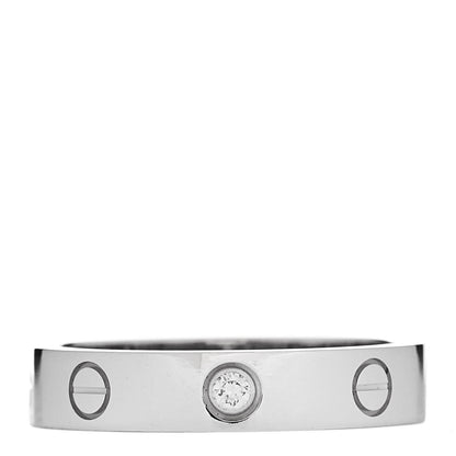 Cartier 18K White Gold Diamond 4mm LOVE Wedding Band Ring 54 6.75 1 of 6