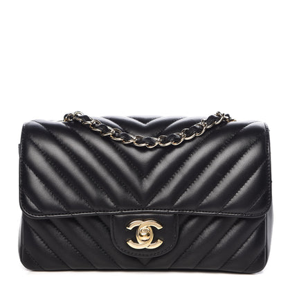 Chanel Lambskin Chevron Quilted Mini Rectangular Flap Black 1 of 12