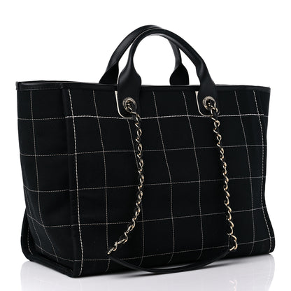 Chanel Cotton Medium Deauville Tote Black White 3 of 10