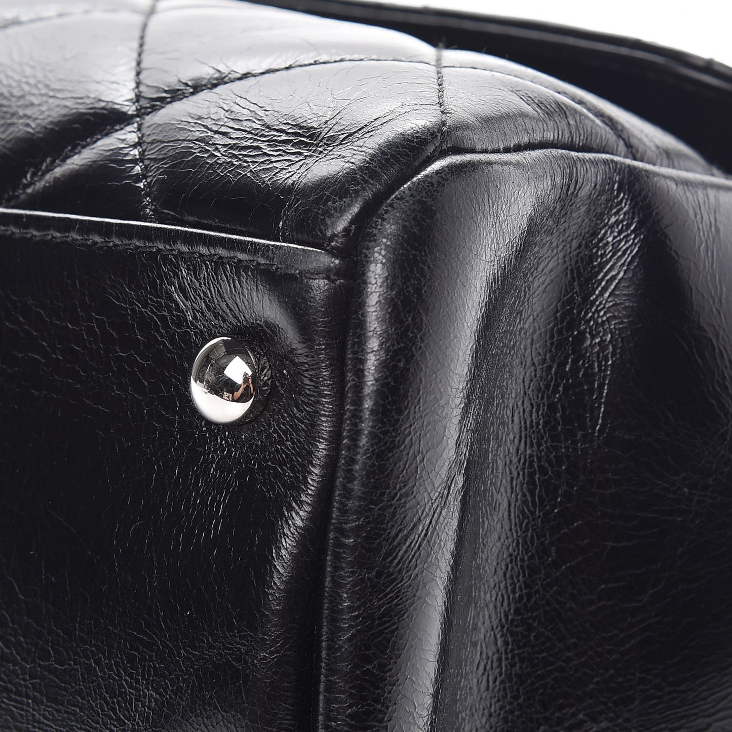 Glazed Calfskin Quilted Small CC Delivery Tote Black