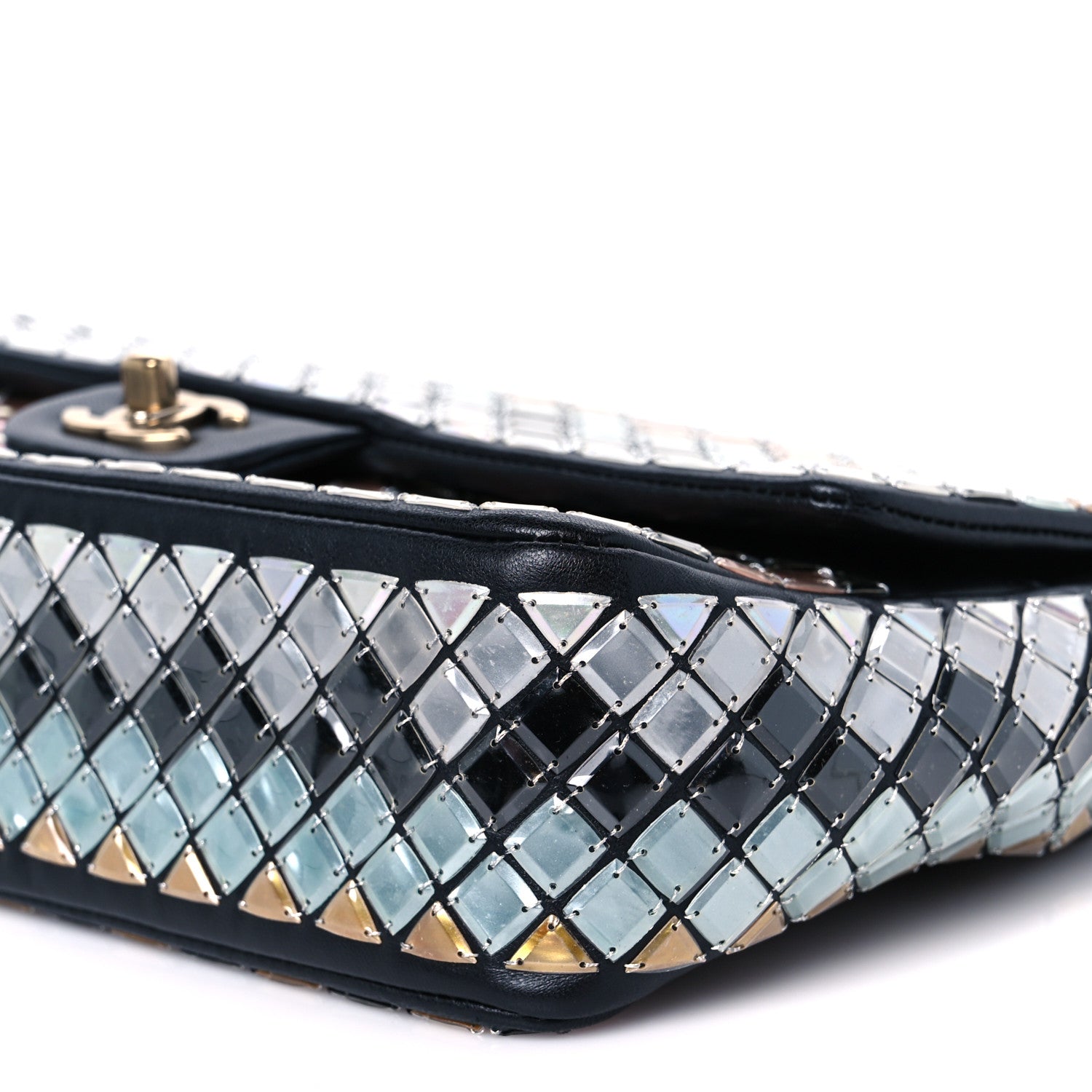 Chanel Lambskin Mosaic Medium Flap Black Gold Light Blue 11 of 11