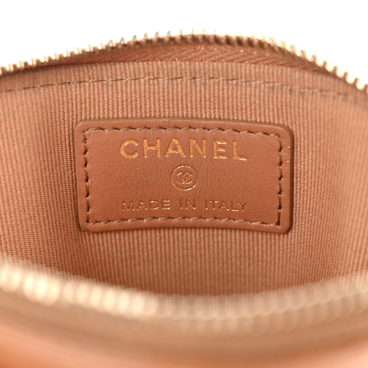 Lambskin Quilted Chanel 19 Zip Card Holder Wallet Brown