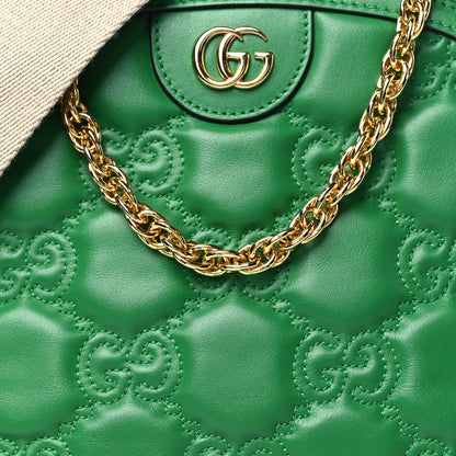 Gucci Calfskin GG Matelasse Small Dome Shoulder Bag Green Natural 8 of 10