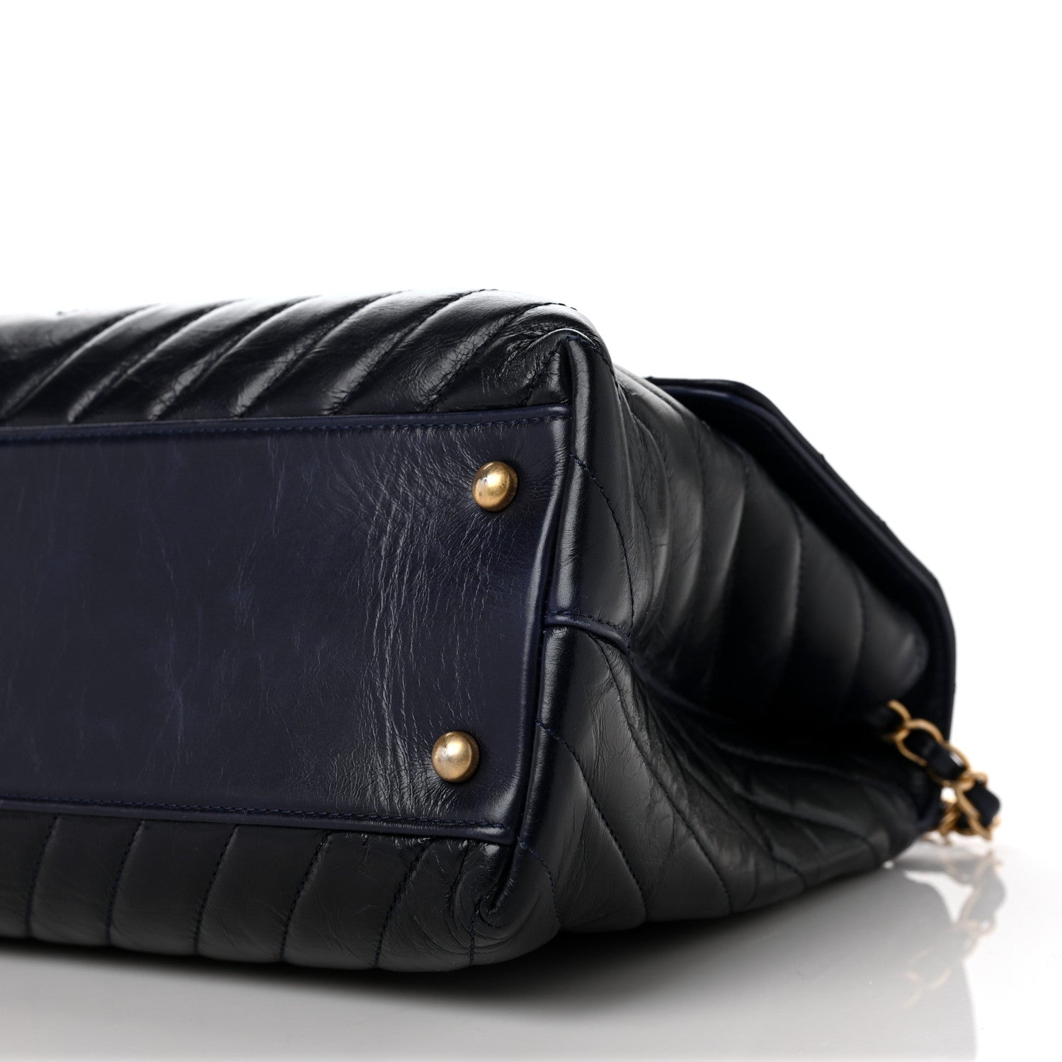 Chanel Calfskin Chevron Quilted Medium Coco Handle Flap Blue 9 of 11