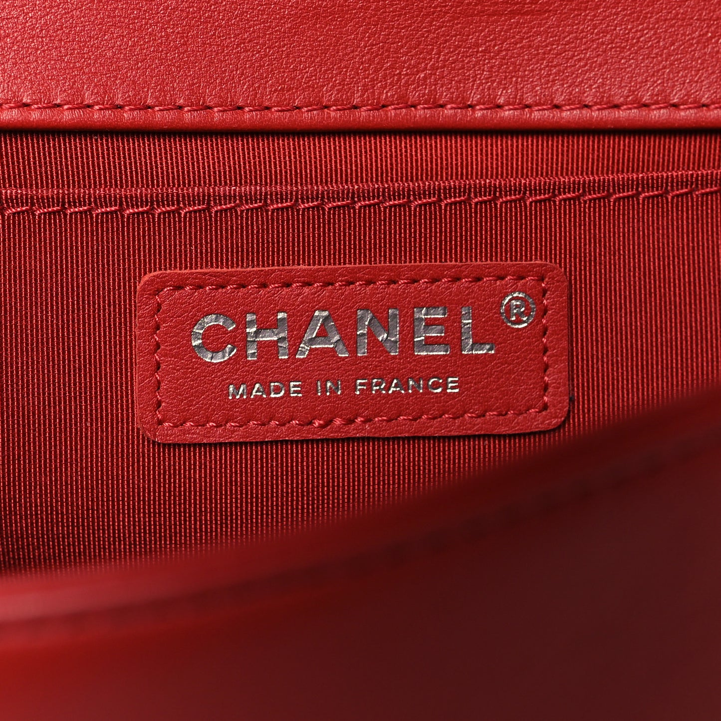 Lambskin Chevron Quilted Medium Boy Flap Dark Red