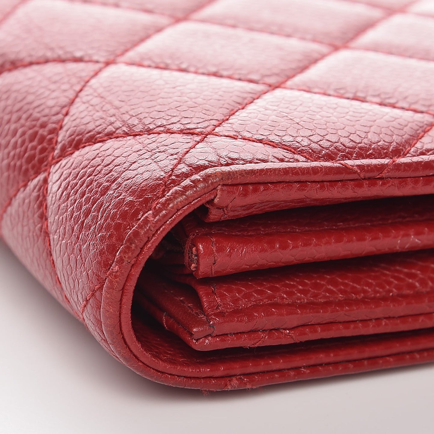 Caviar Quilted Large Gusset Flap Wallet Red