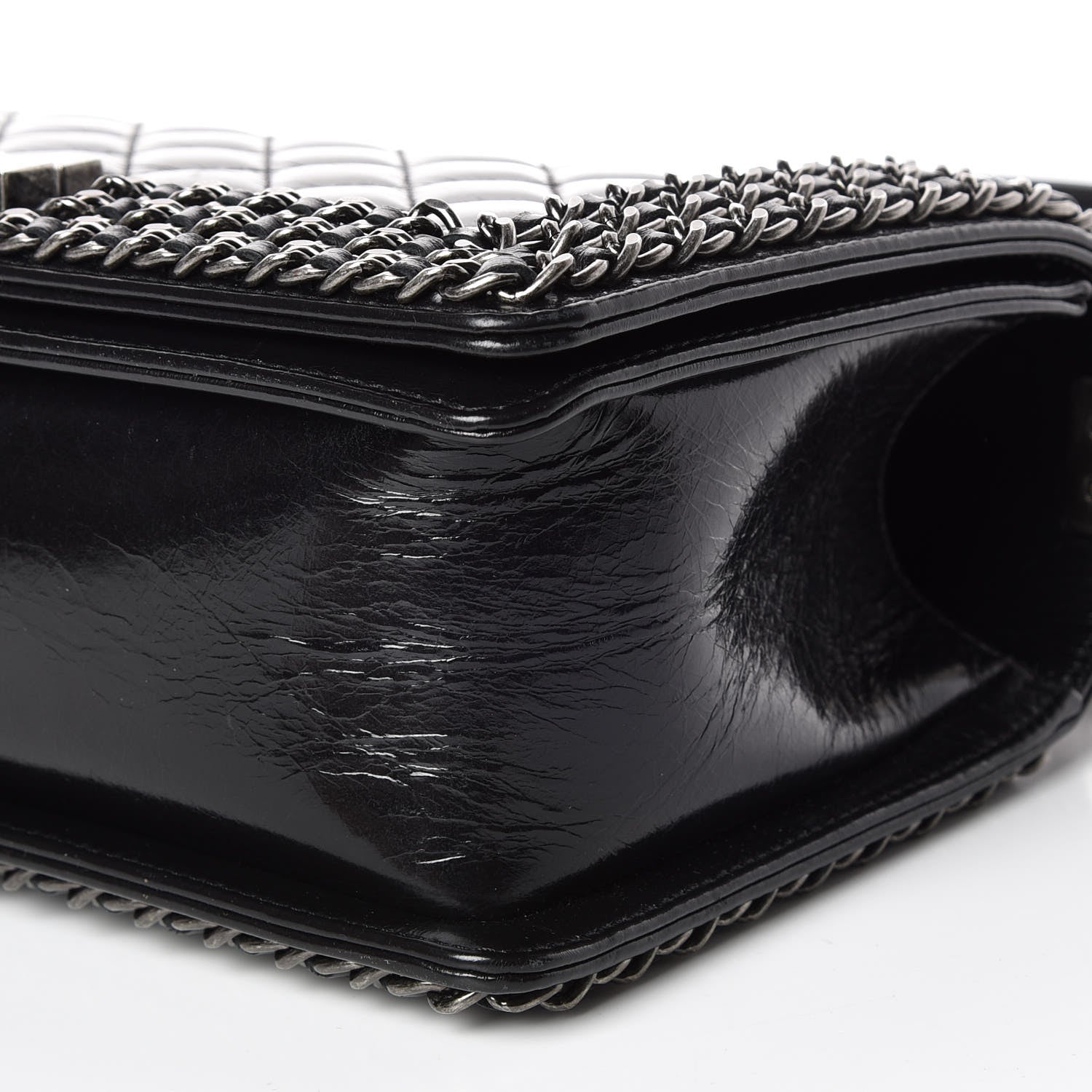 Chanel Glazed Calfskin Quilted Medium Boy Chained Flap Black 6 of 13