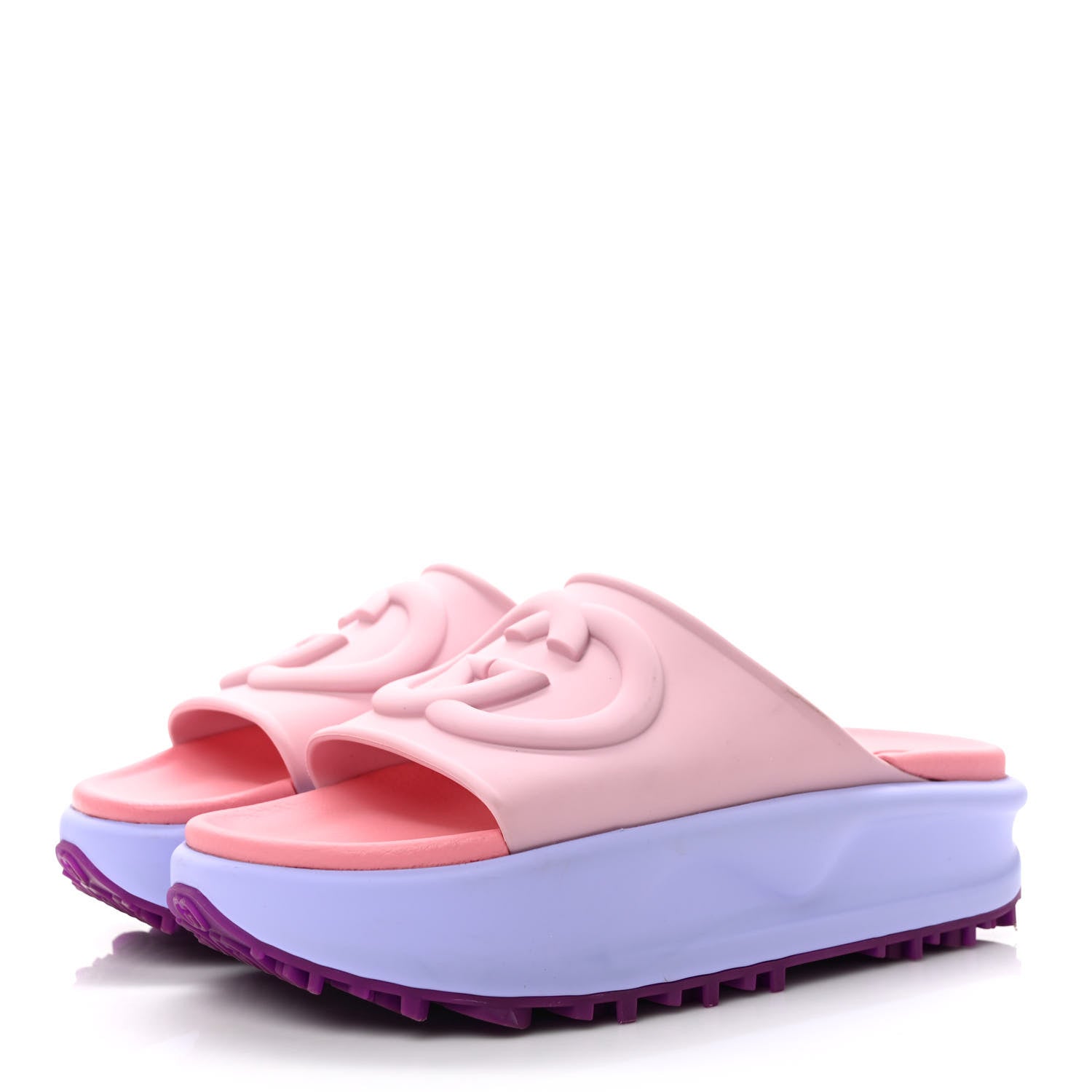 Gucci Soft Rubber Womens Interlocking G Platform 42mm Slide Sandals 38 Sugar Pink 3 of 9