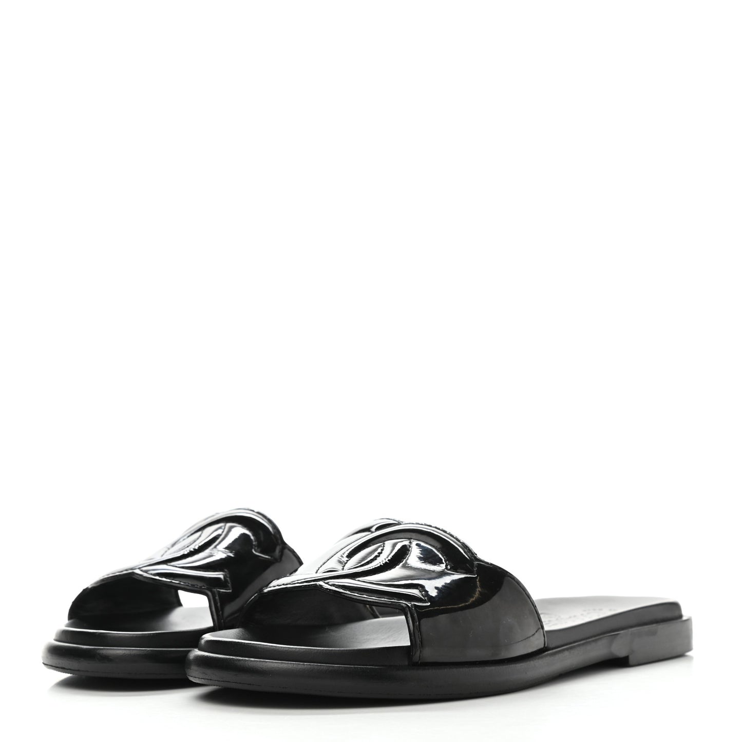 Patent CC Slide Sandals 38.5 Black