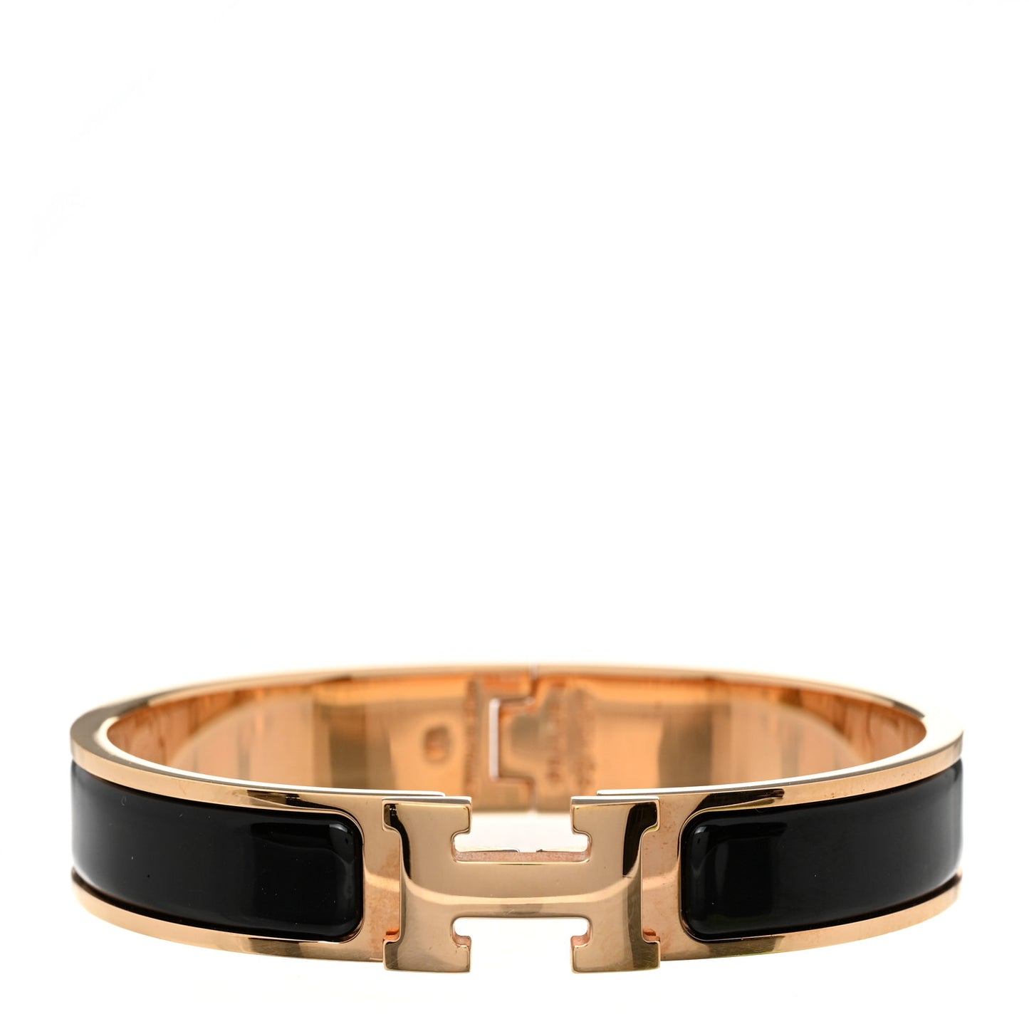 Enamel Narrow Clic Clac H Bracelet GM Black