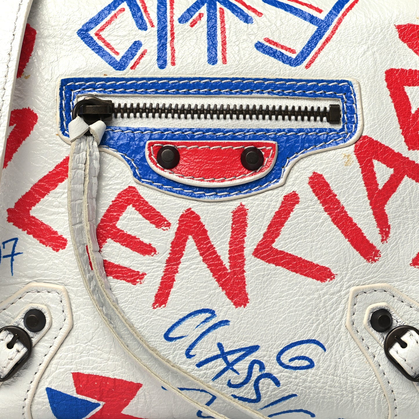 Agneau Graffiti All Over Classic Hardware Reporter XS White Bleu Rouge