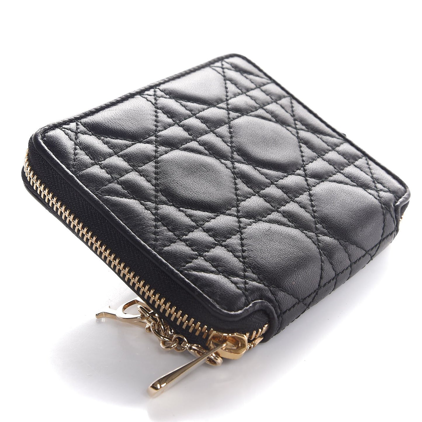 Lambskin Cannage Lady Dior Medium Wallet Black