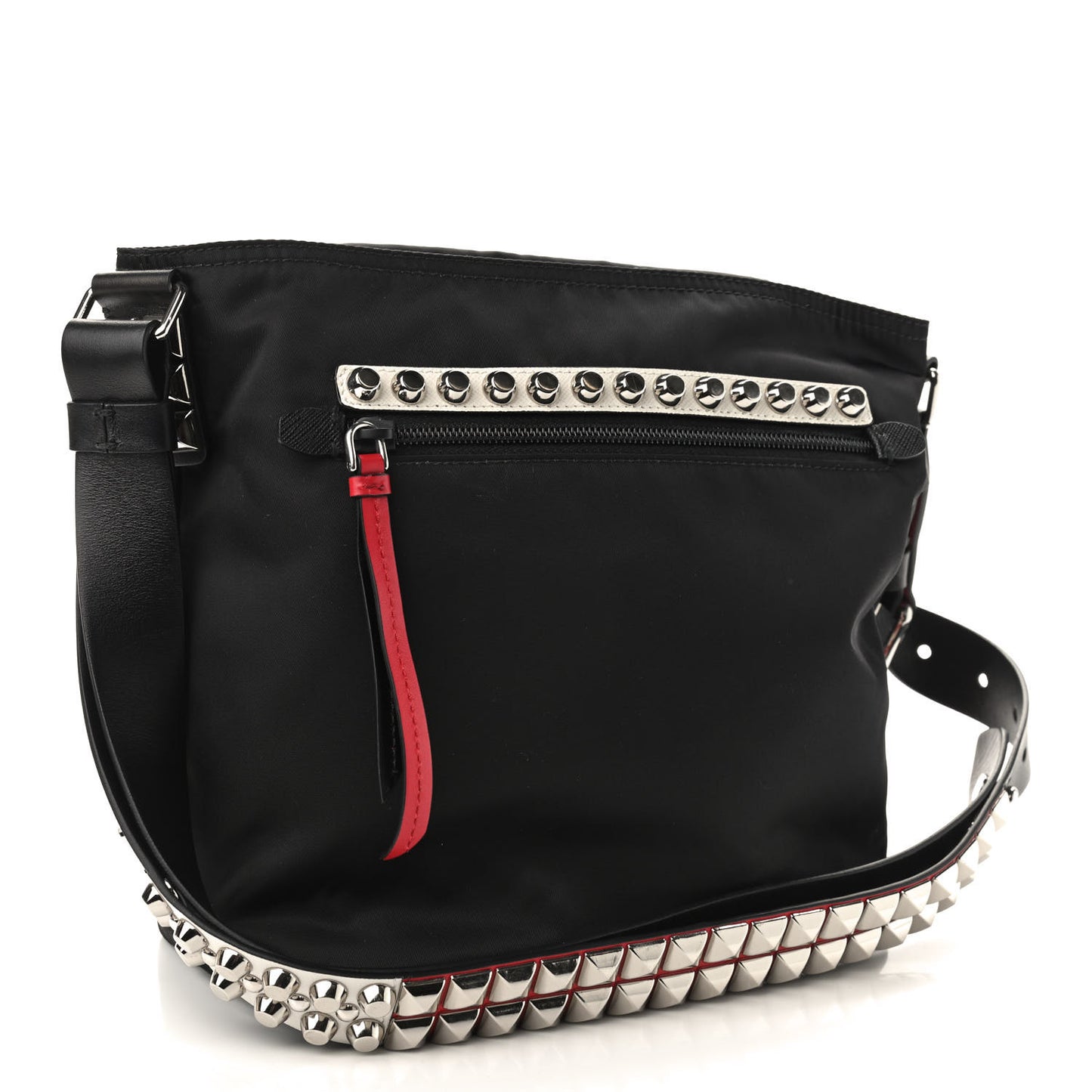 Nylon New Vela Studded Messenger Black Fuoco