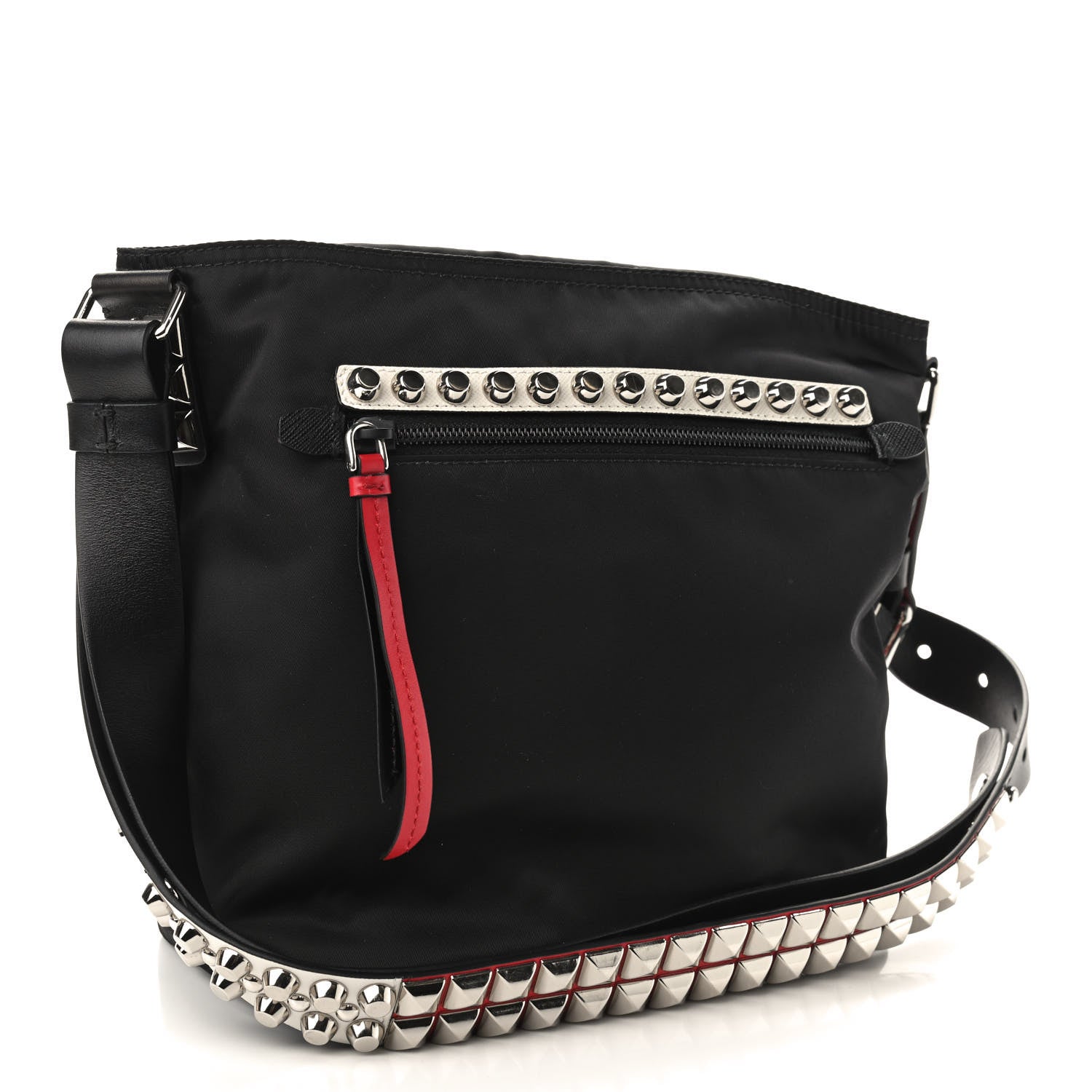 Prada Nylon New Vela Studded Messenger Black Fuoco 3 of 9