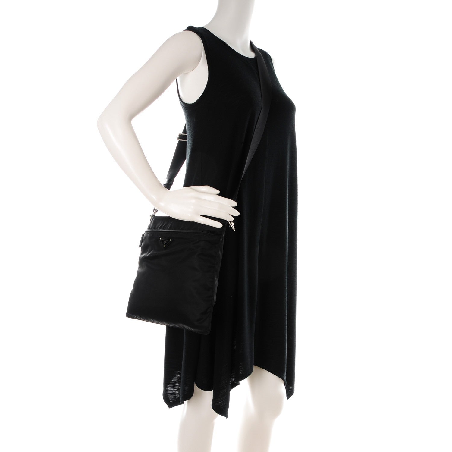 Prada Nylon Vela Flat Messenger Bag Black 2 of 8