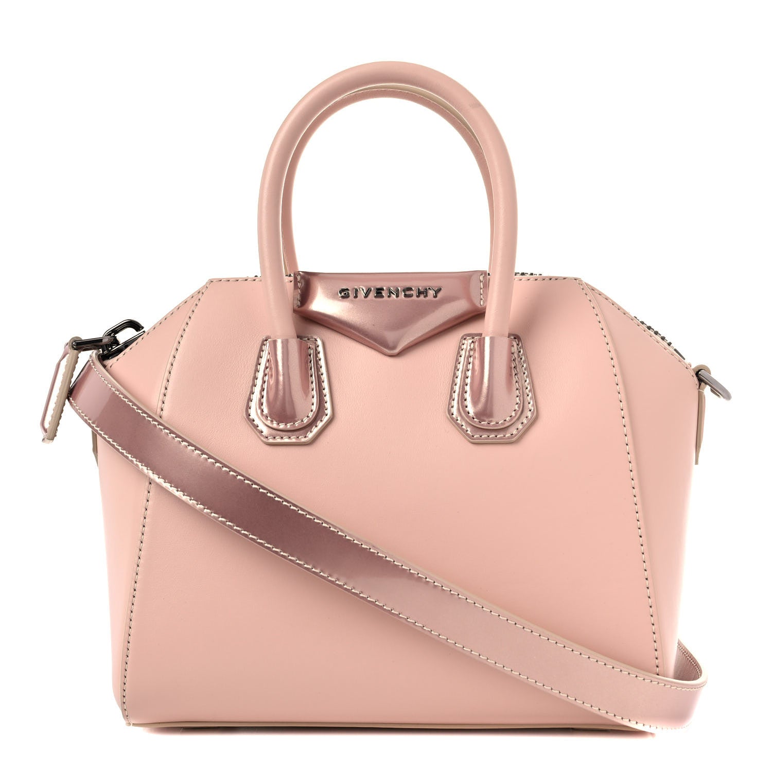 Givenchy Metallic Calfskin Mini Antigona Light Pink 1 of 12