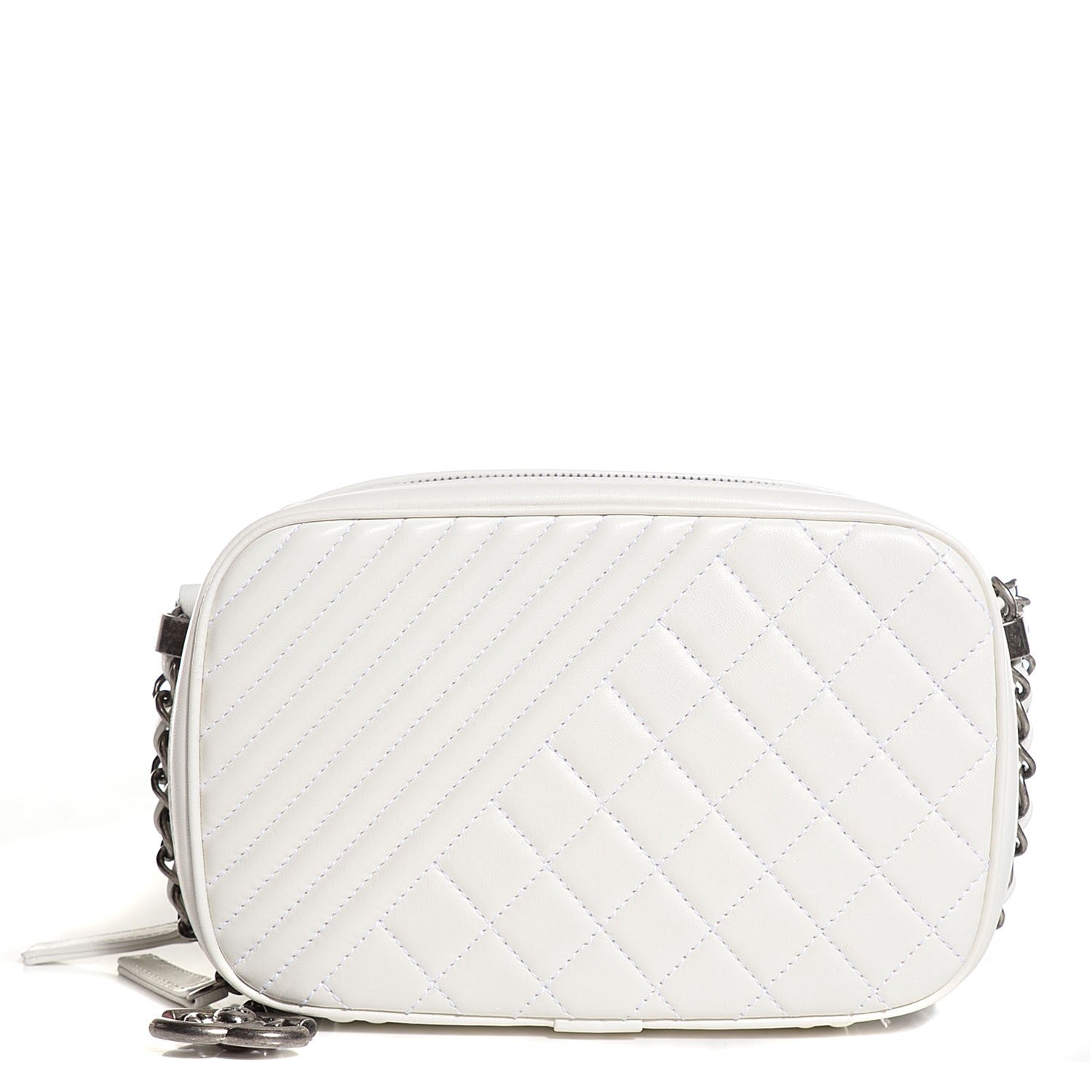 Chanel Lambskin Quilted Small Coco Boy Camera Case White 1 of 9