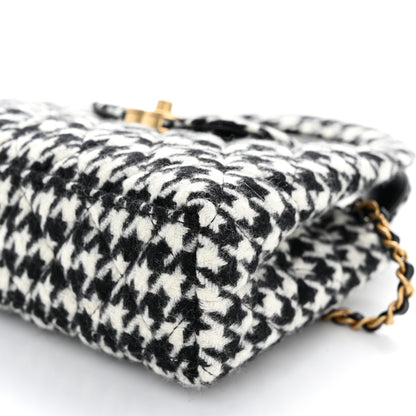 Chanel Tweed Houndstooth Quilted Nano Kelly Shopper Black White 10 of 11
