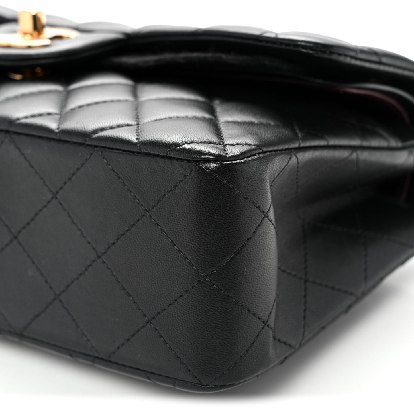 Lambskin Quilted Small Double Flap Black