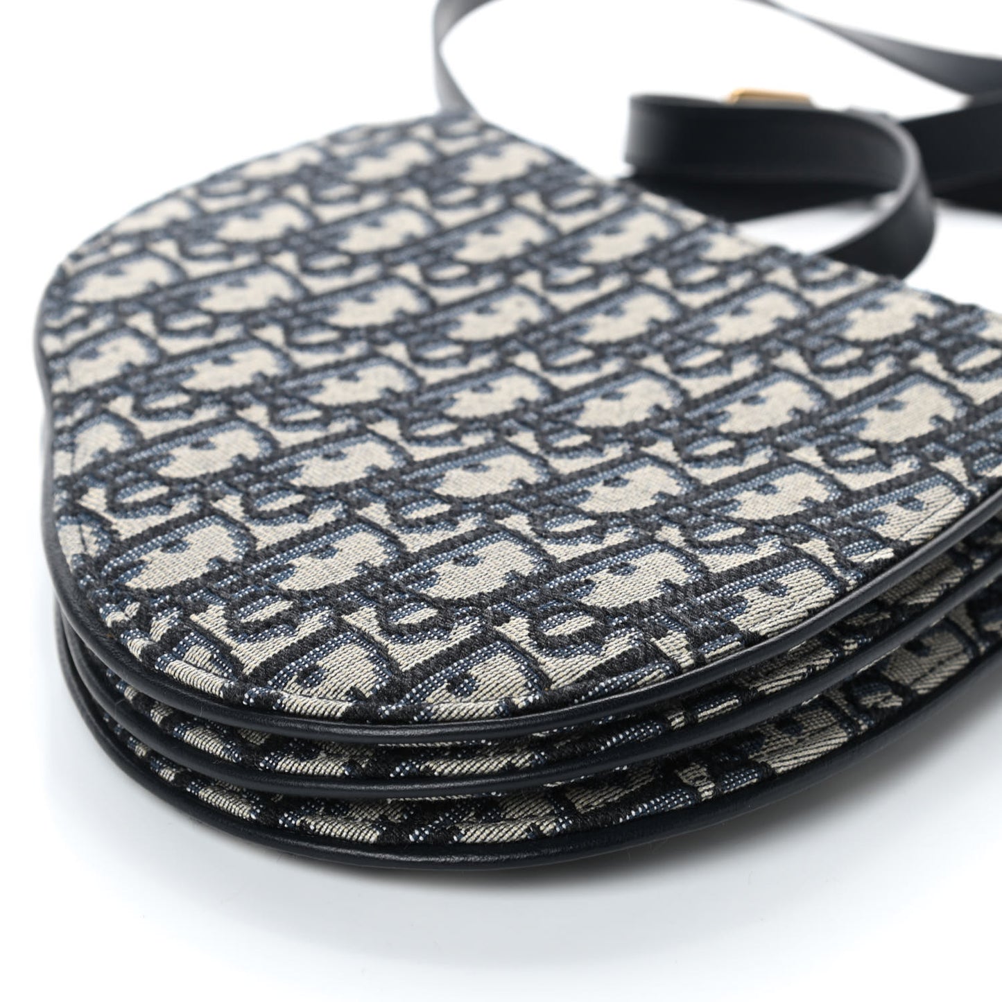 Oblique Saddle Pouch With Strap Navy Blue