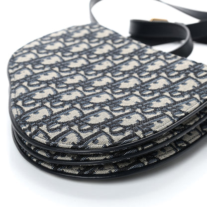 Christian Dior Oblique Saddle Pouch With Strap Navy Blue 10 of 10