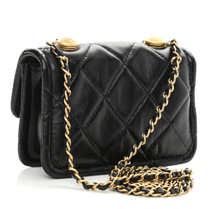 Chanel Shiny Lambskin Quilted Extra Mini Flap Black 3 of 10