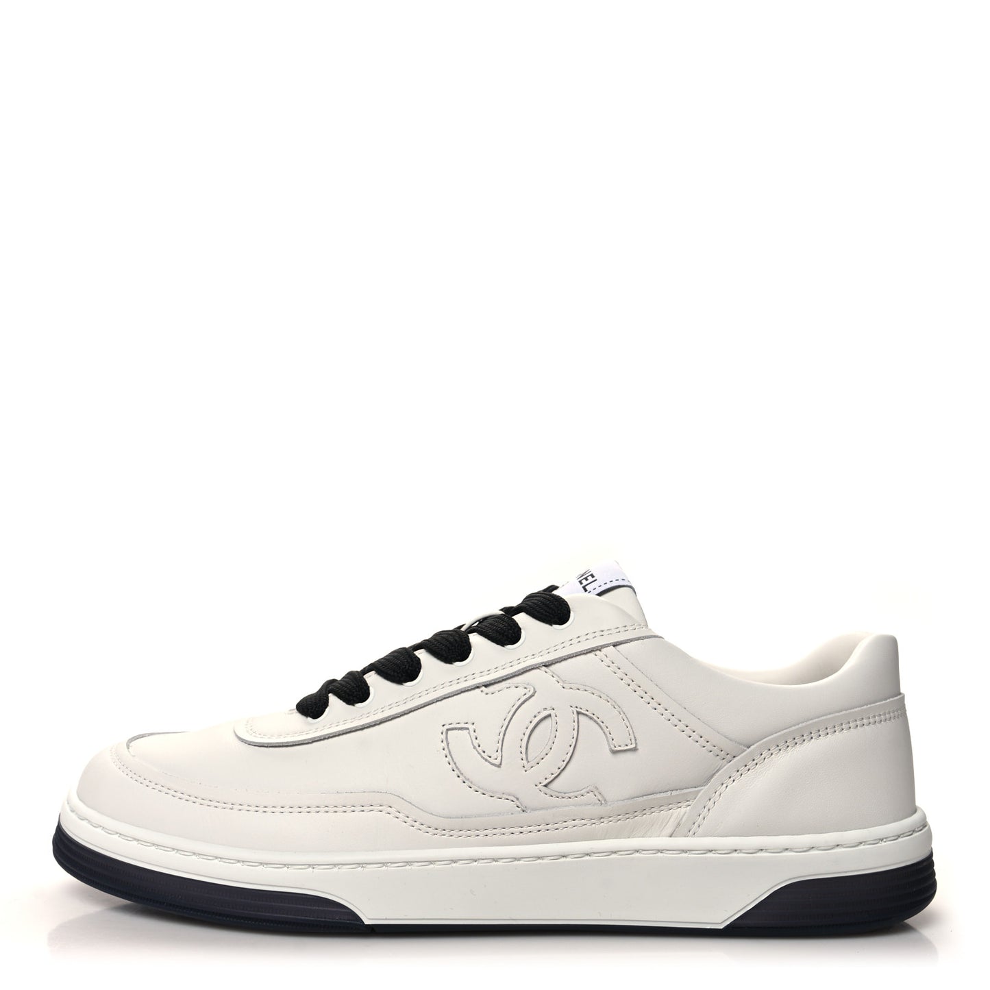 Calfskin CC Womens Sneakers 39 White Black