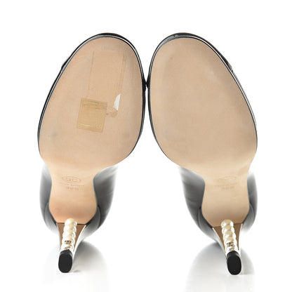 Chanel Patent Calfskin Cap Toe CC Pearl Pumps 36.5 Black 5 of 11