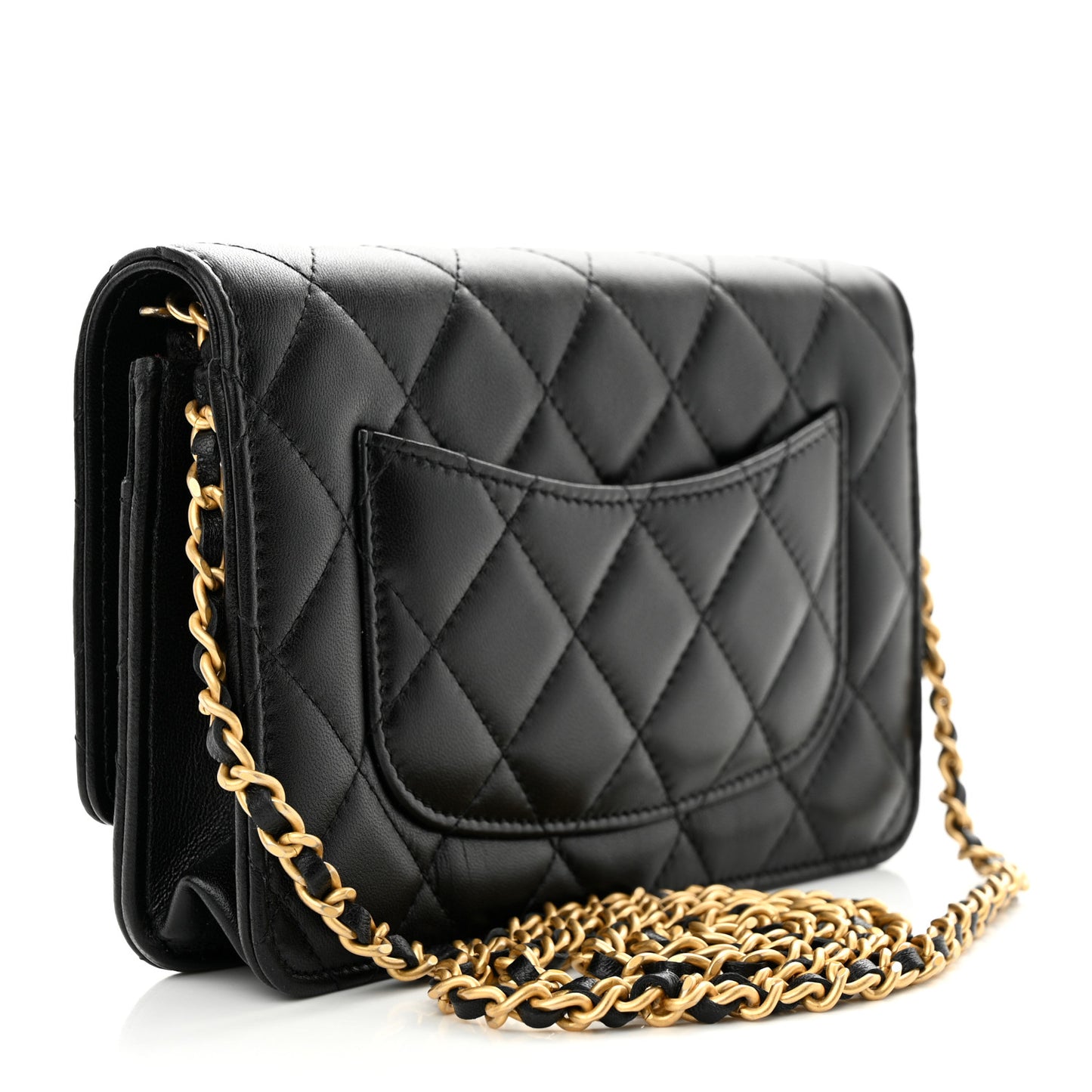 Lambskin Plexiglass Quilted Coco Love Wallet On Chain WOC Black