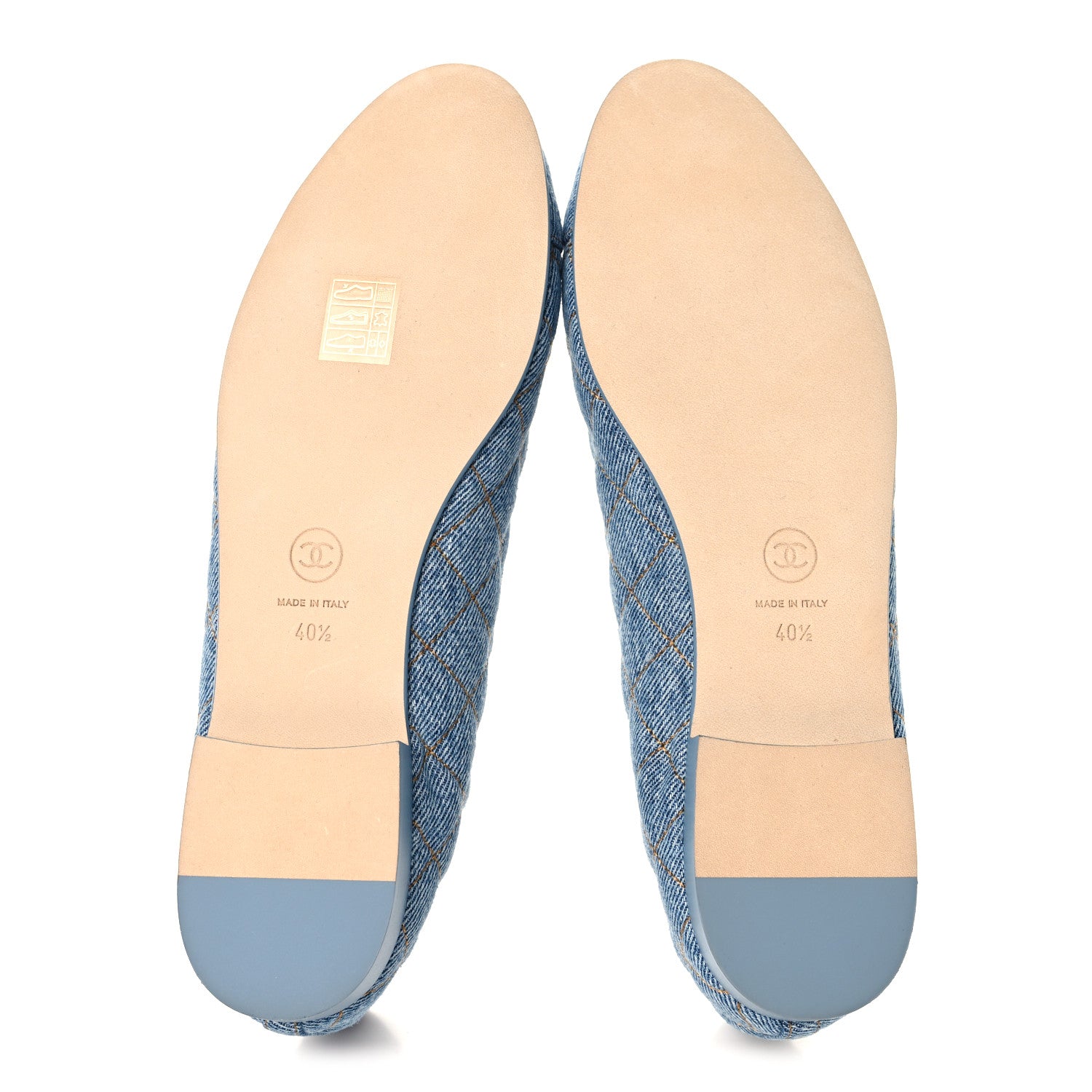 Chanel Denim Quilted CC Cap Toe Ballerina Flats 40.5 Light Blue 6 of 9