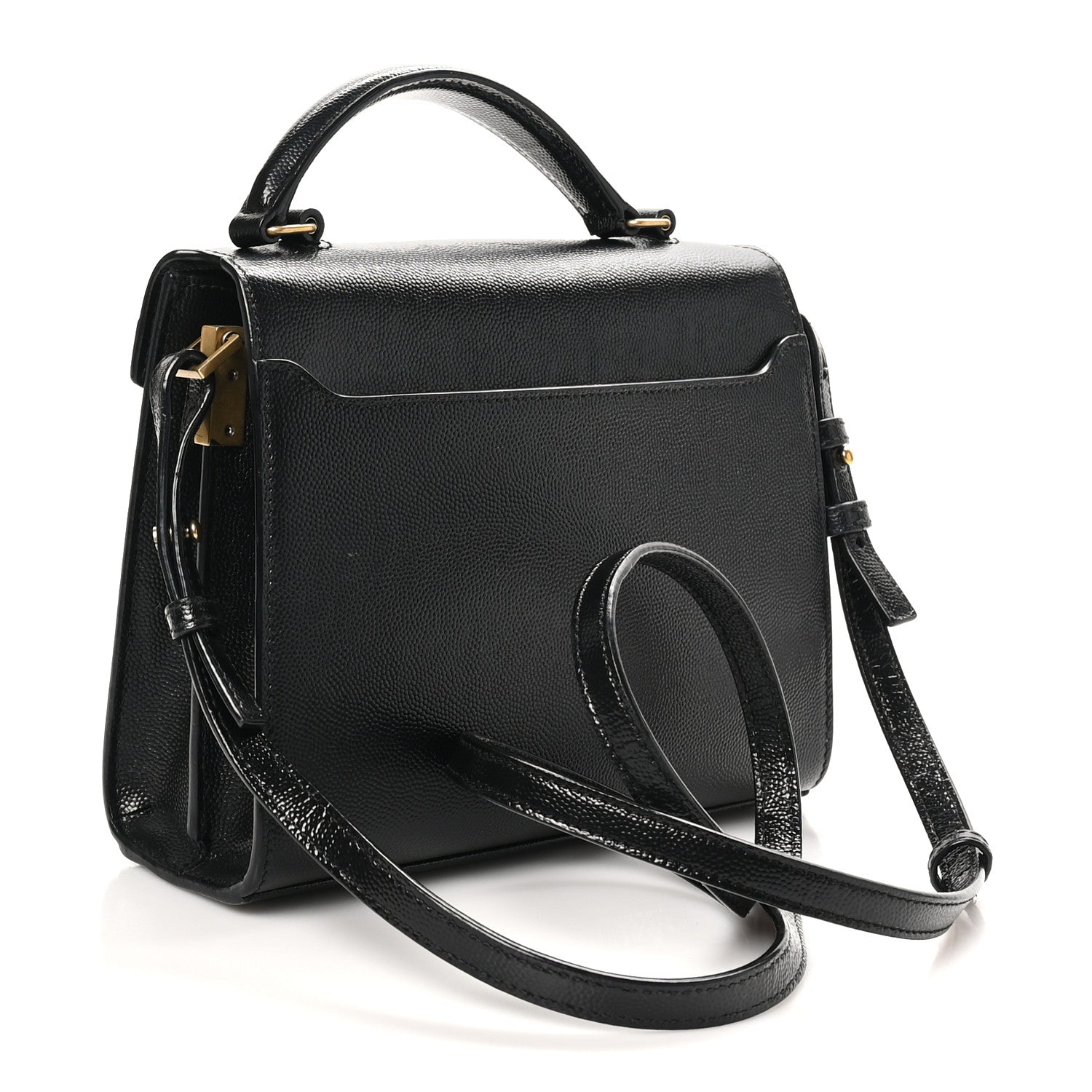 Saint Laurent Grain de Poudre Mini Classic Monogram Cassandra Top Handle Black 3 of 10