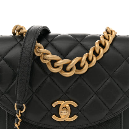 Chanel Calfskin Caviar Quilted Mini Chain Handle Flap Black 8 of 12