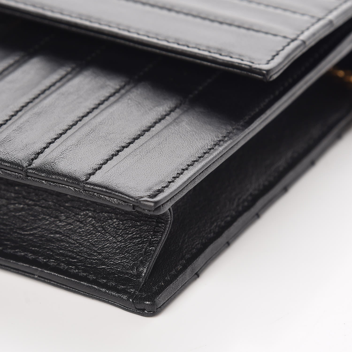 Saint Laurent Calfskin Matelasse Victoire Chain Wallet Black 9 of 10