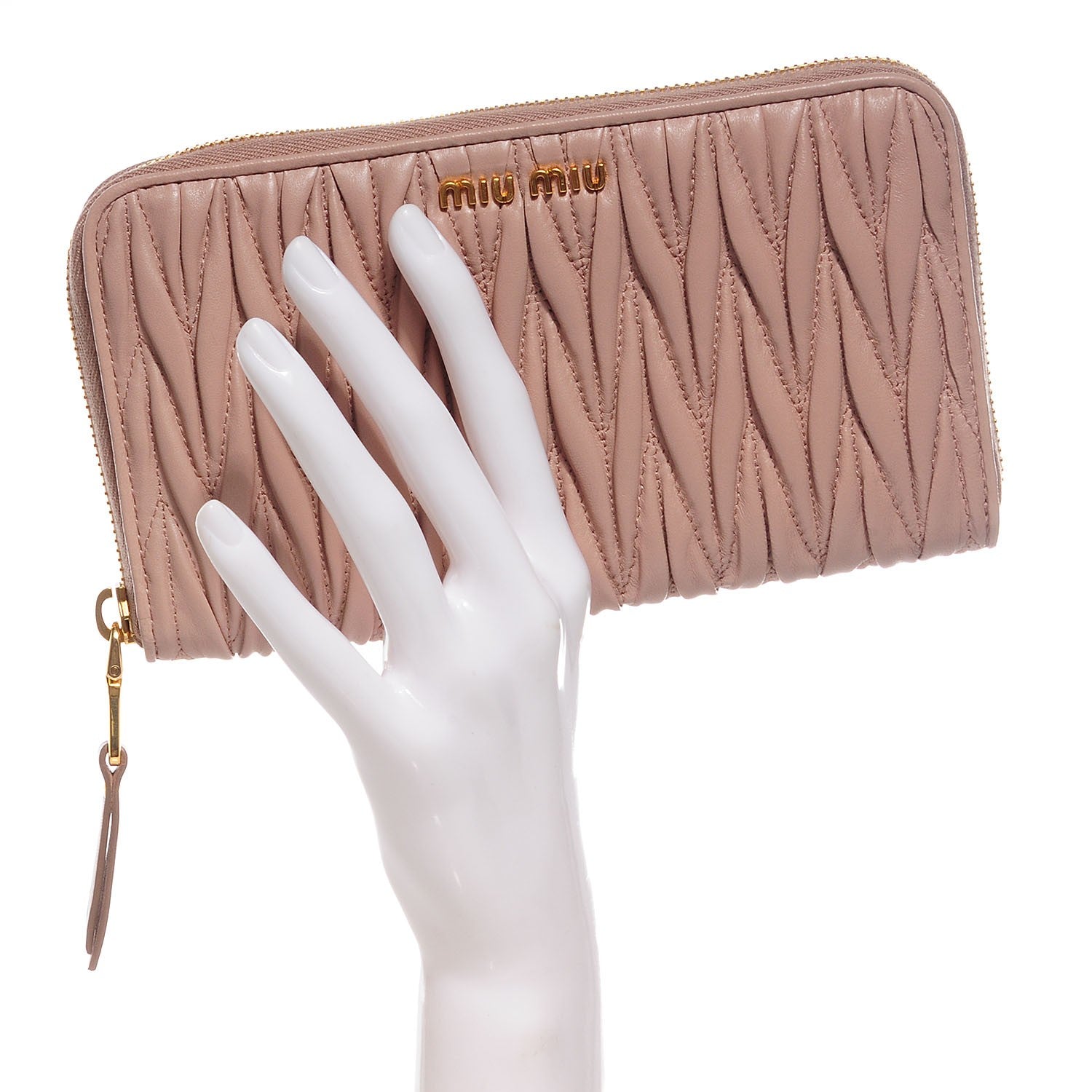 Miu Miu Matelasse Zip Around Wallet Cammeo 2 of 9