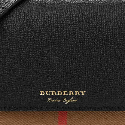 Burberry Derby Calfskin House Check Wallet On Chain Black 7 of 9