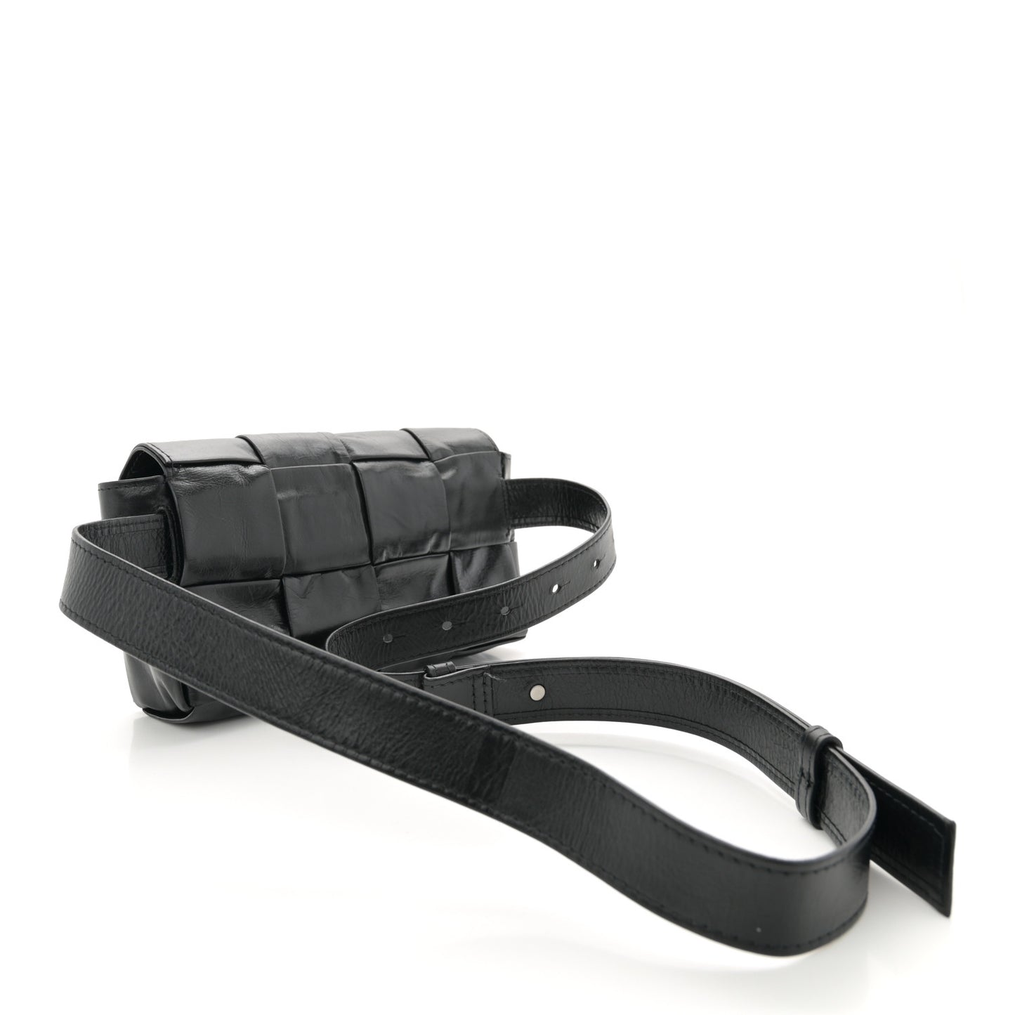 Paper Calfskin Intreccio Cassette Belt Bag Black