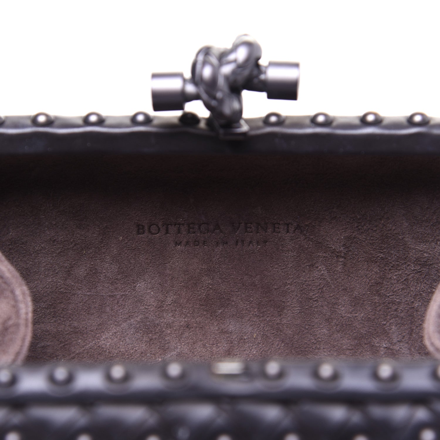 Bottega Veneta Waxy Nappa Intrecciato Knot Studded Clutch Black 8 of 13