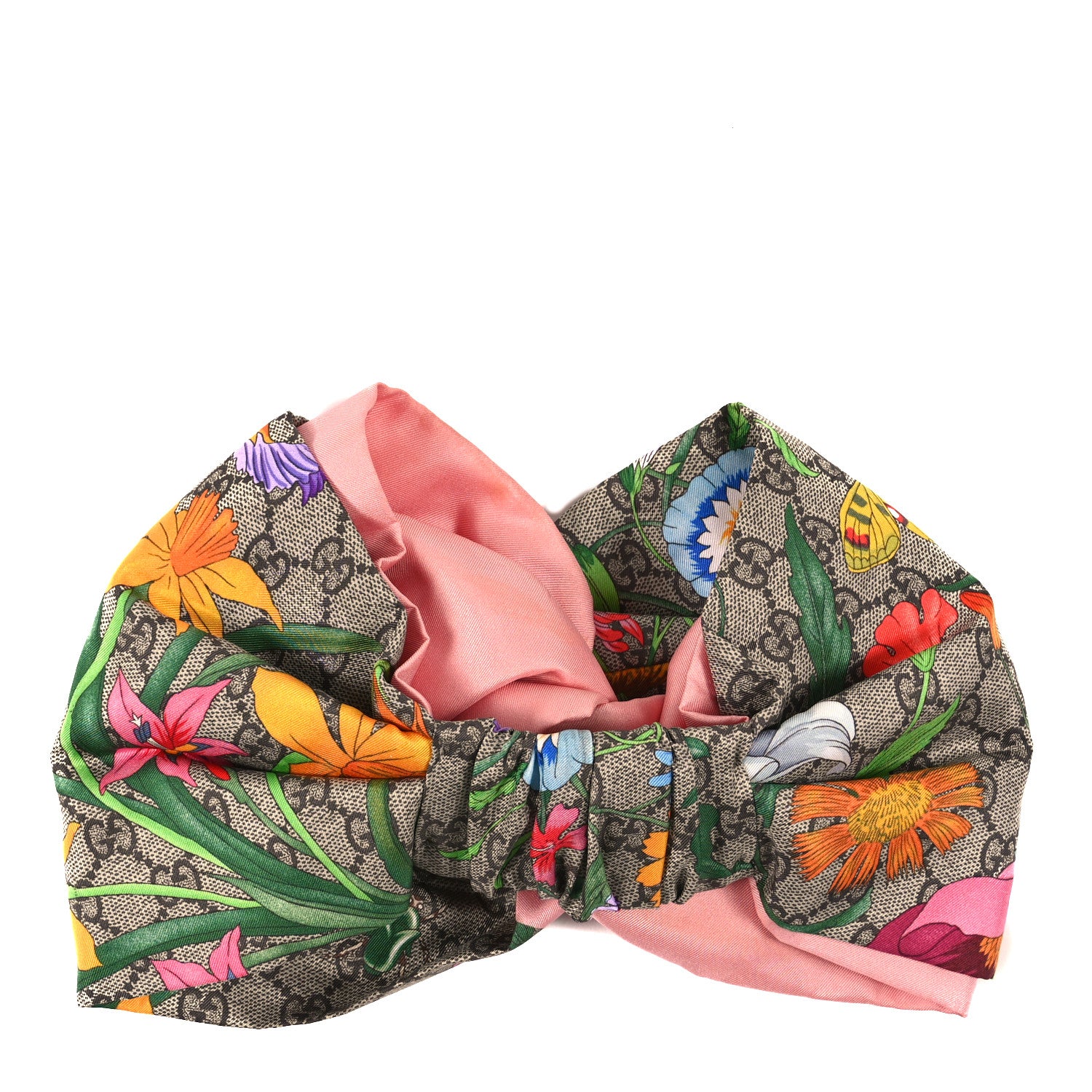 Gucci Silk Monogram Flora Print Headband M Pink 3 of 5