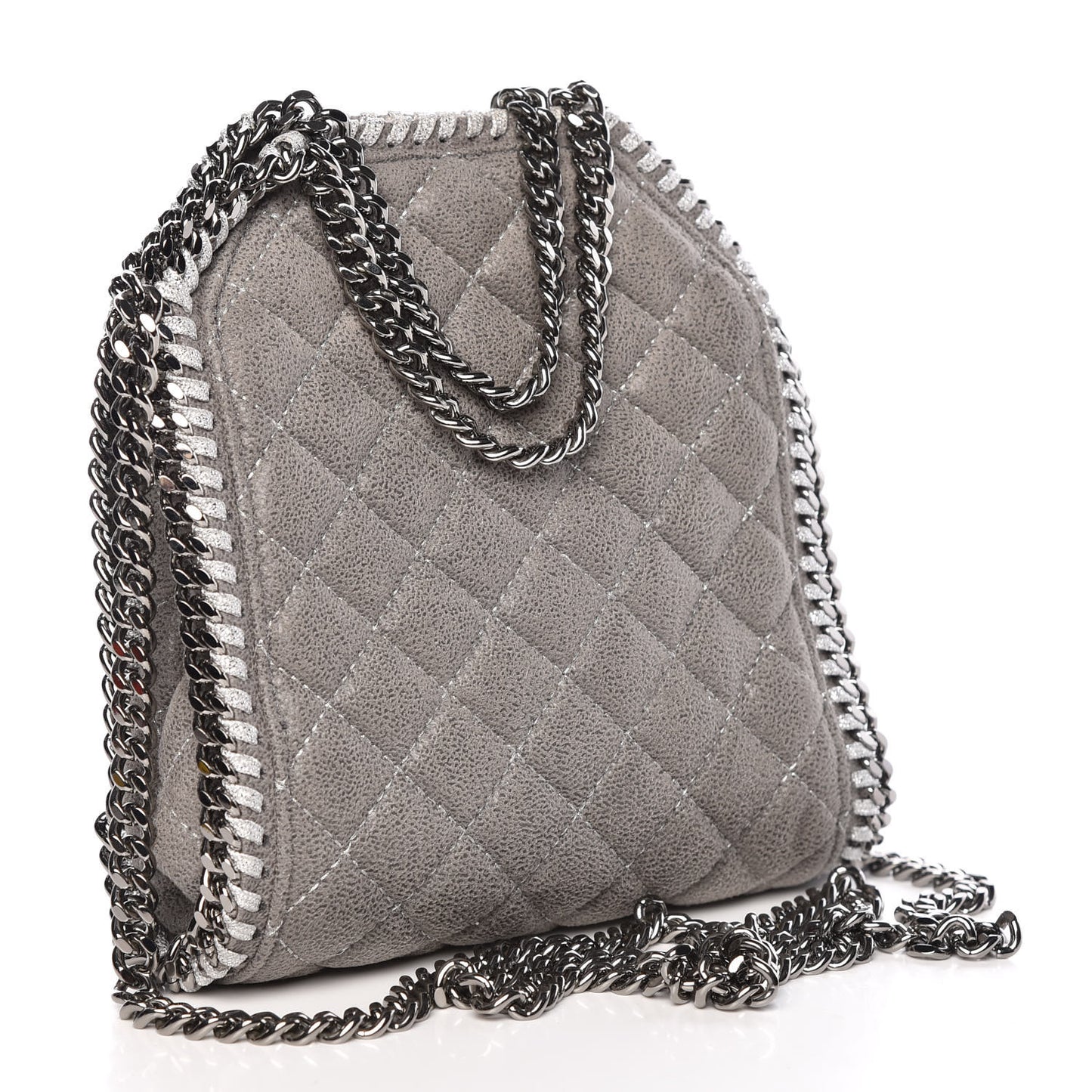 Shaggy Deer Quilted Tiny Falabella Tote Grey