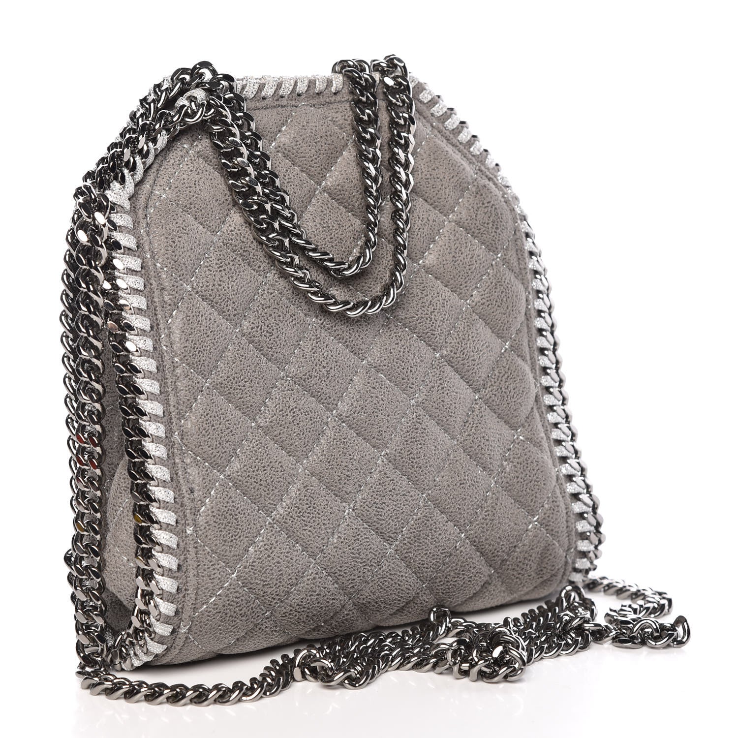 Stella McCartney Shaggy Deer Quilted Tiny Falabella Tote Grey 4 of 9