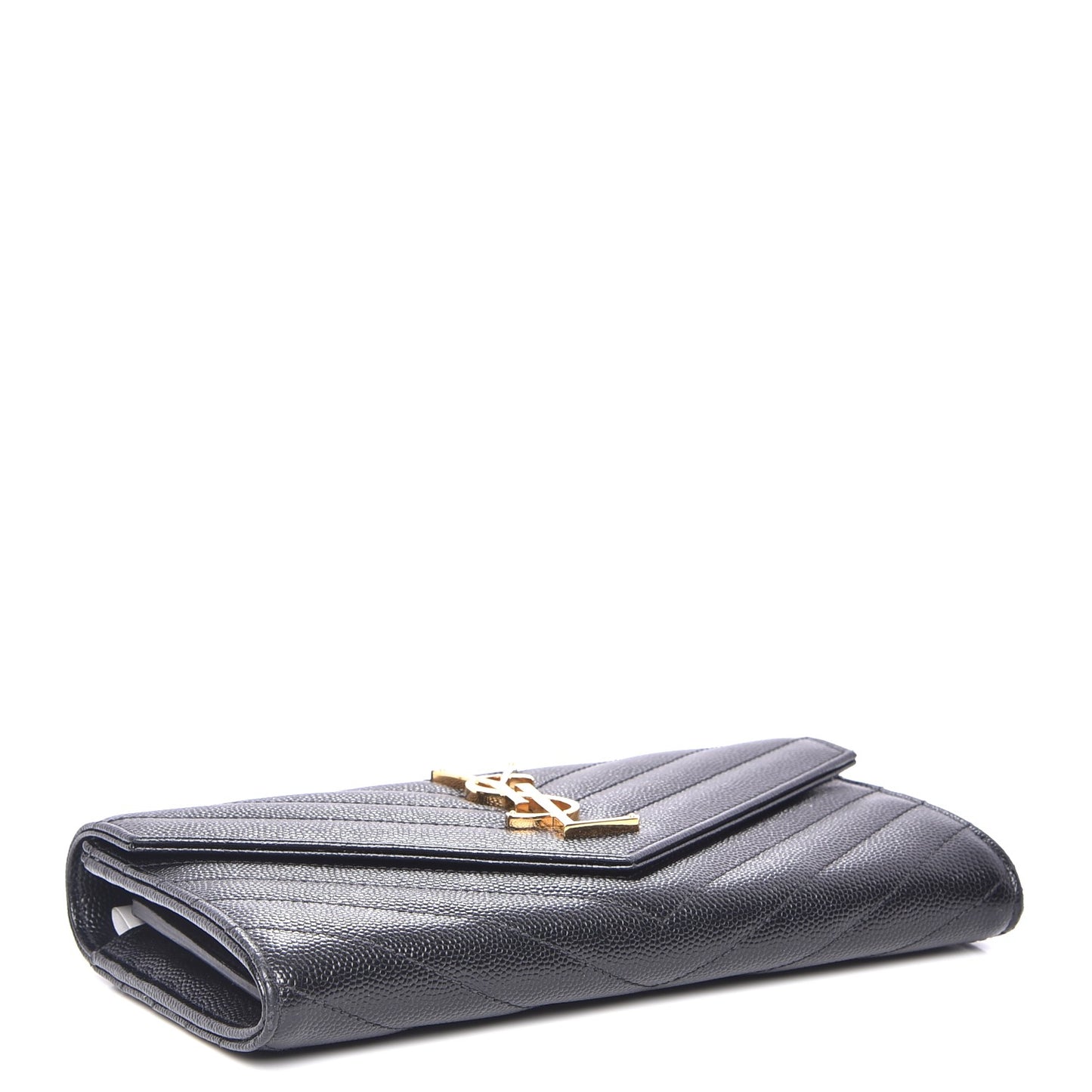Grain De Poudre Matelasse Chevron Monogram Flap Wallet Black