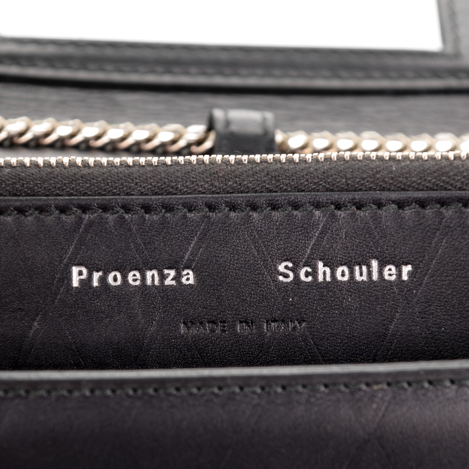Proenza Schouler Calfskin Embossed Crosshatch PS11 Chain Wallet Black 6 of 6