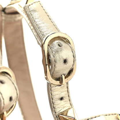 Valentino Garavani Metallic Nappa Rockstud Ankle Strap 65mm Pumps 36 Gold 9 of 10