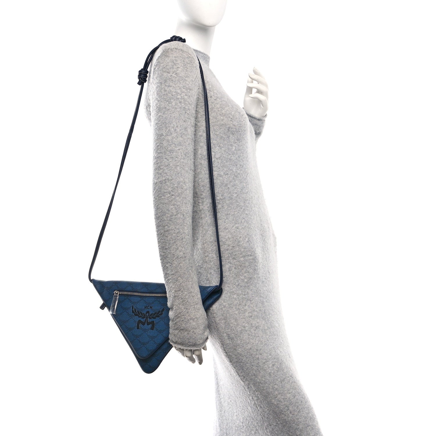 MCM Lauretos Nappa Himmel Triangle Pouch Shoulder Bag Navy Blazer 2 of 9