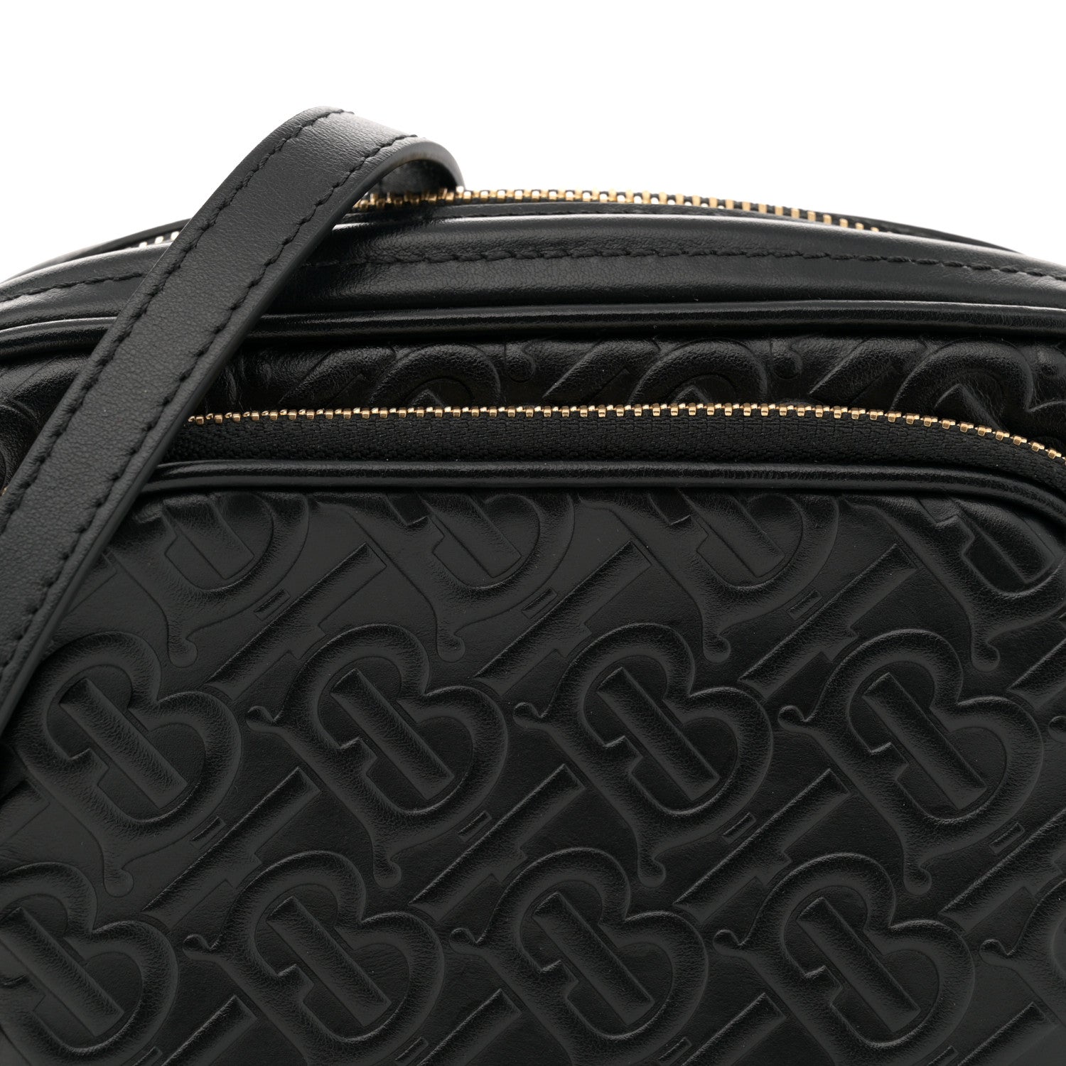 Burberry Calfskin Embossed Monogram Camera Chain Bag Black 8 of 12