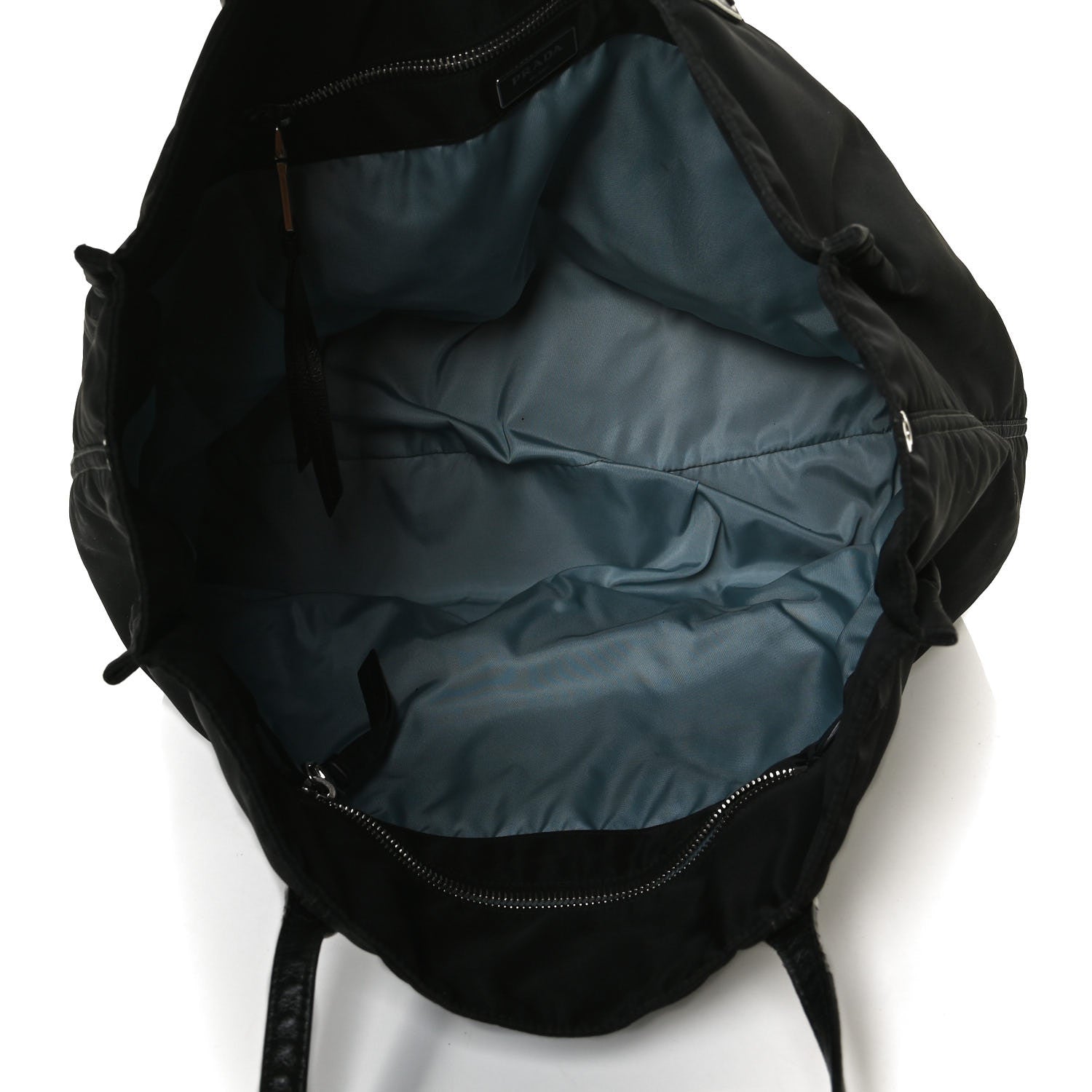 Prada Tessuto Nylon Glace Calfskin Etiquette Tote Black 5 of 16