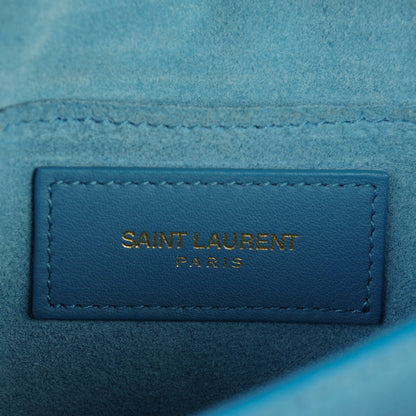 Saint Laurent Calfskin Small Classic Y Satchel Bag Blue Glacier 7 of 8