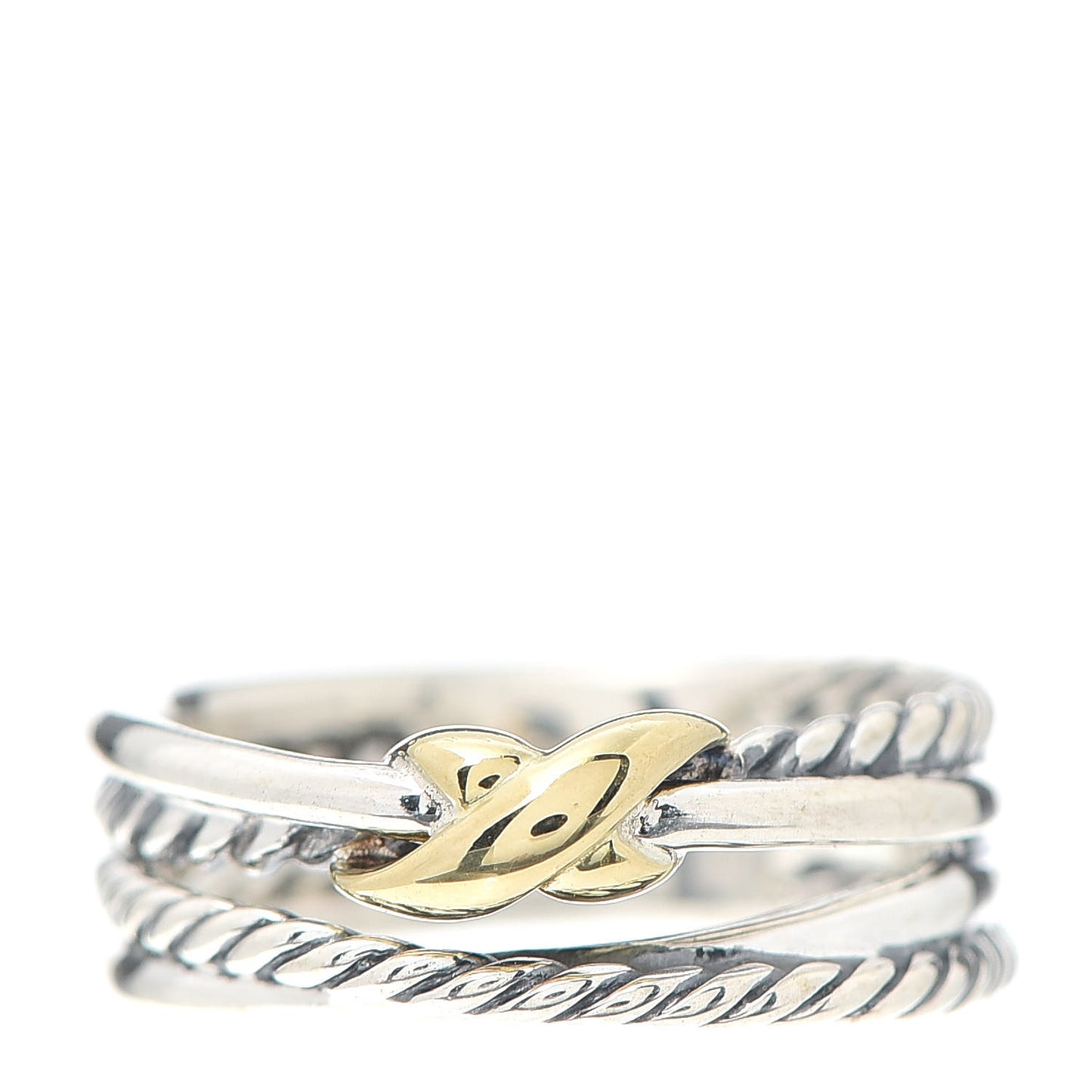 Sterling Silver 18K Yellow Gold 6mm X Crossover Ring 50 5.25