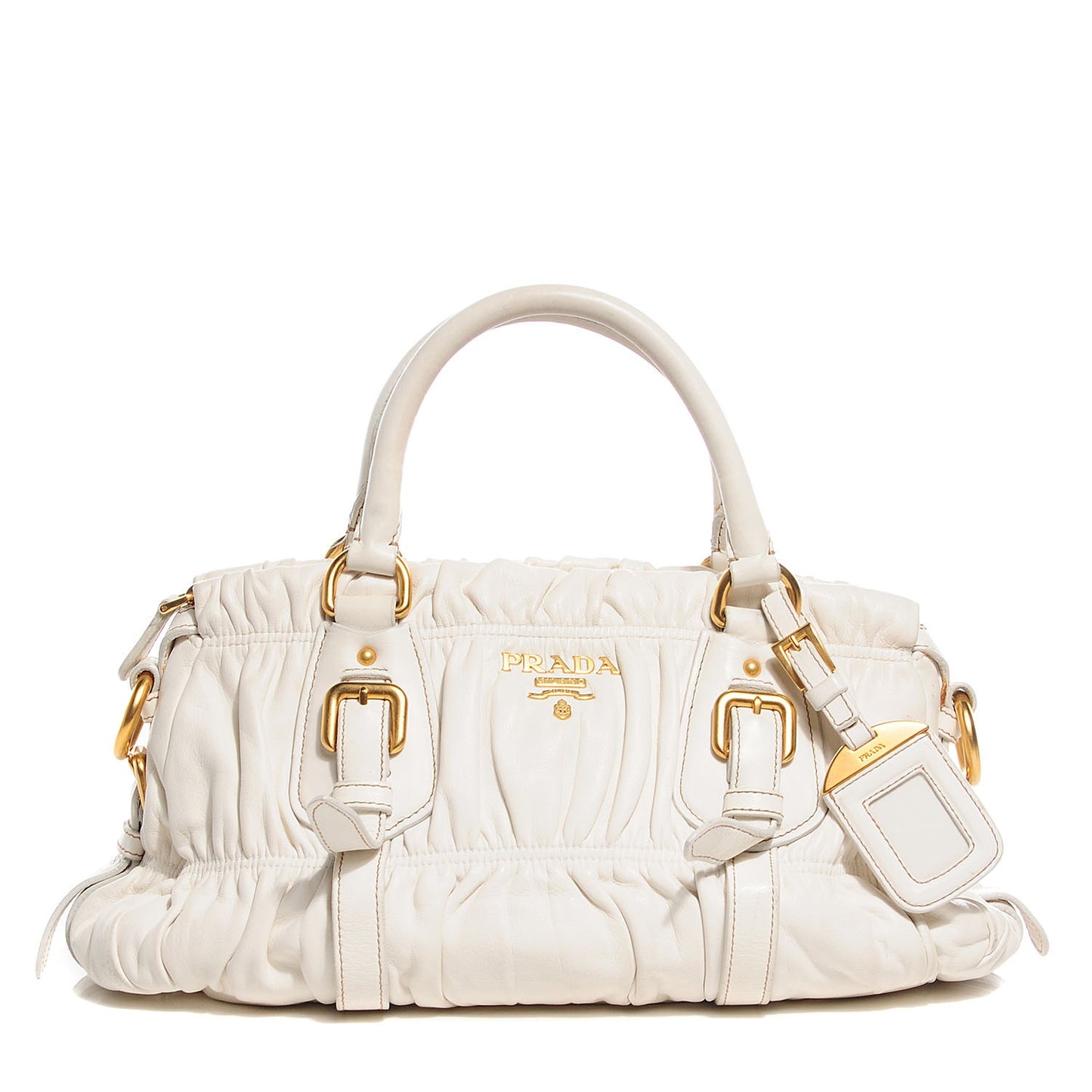 Nappa Gaufre Shopping Satchel White