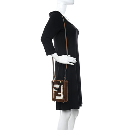 Fendi Shearling Plexiglass FF Mini Fendi Sunshine Shopper Tote Forresta White 2 of 10